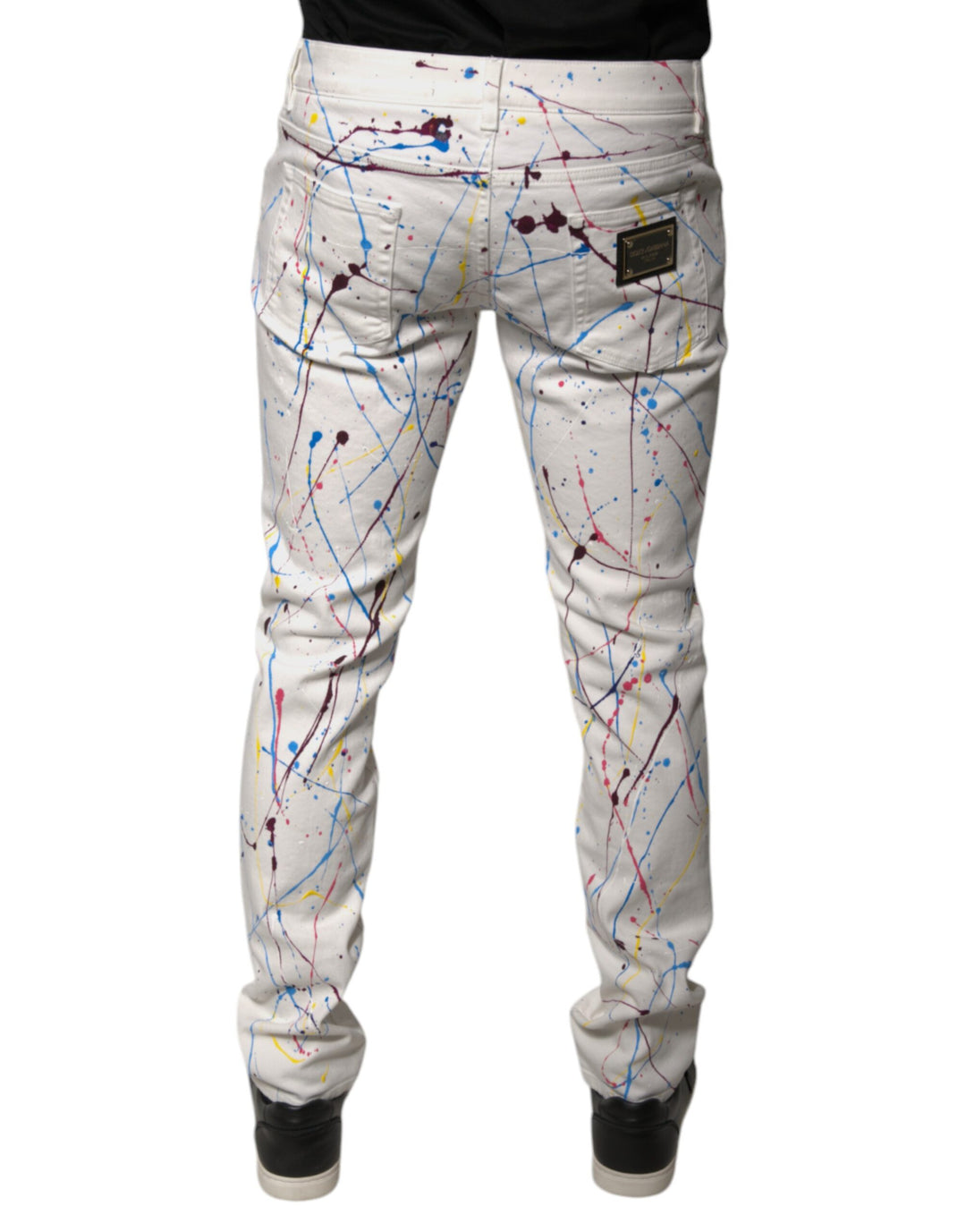 Dolce &amp; Gabbana Sample Sale Dolce &amp; Gabbana White Color Splash Print Skinny Denim Jeans - | Designer outlet