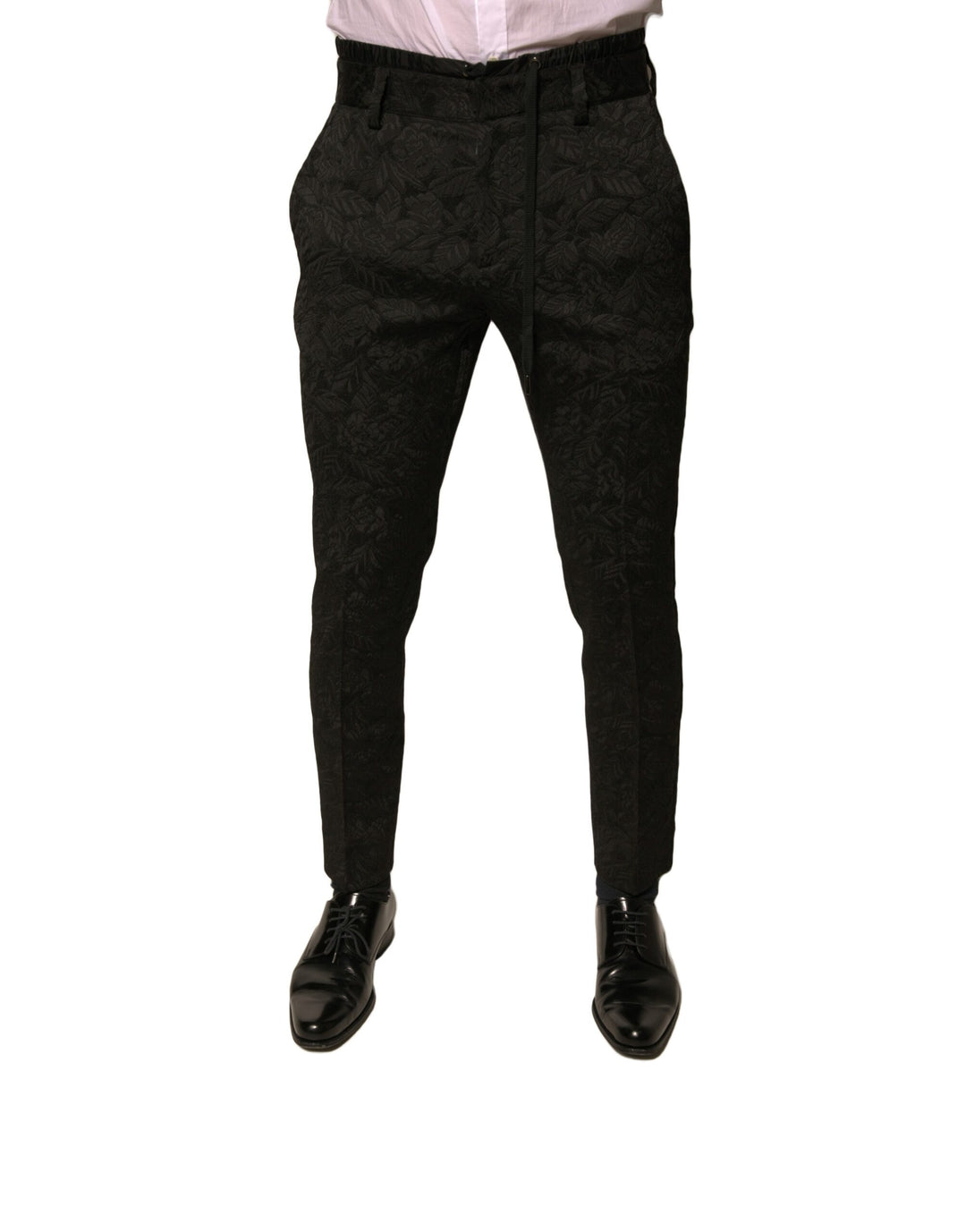 Dolce &amp; Gabbana Sample Sale Dolce &amp; Gabbana Black Brocade Polyester Skinny Men Dress Pants - | Designer outlet