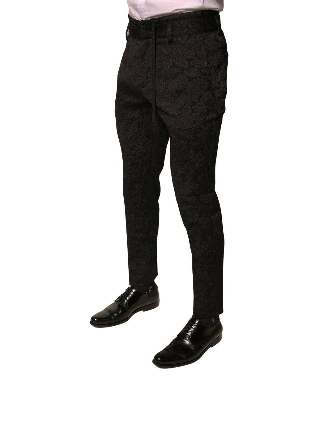 Dolce &amp; Gabbana Sample Sale Dolce &amp; Gabbana Black Brocade Polyester Skinny Men Dress Pants - | Designer outlet
