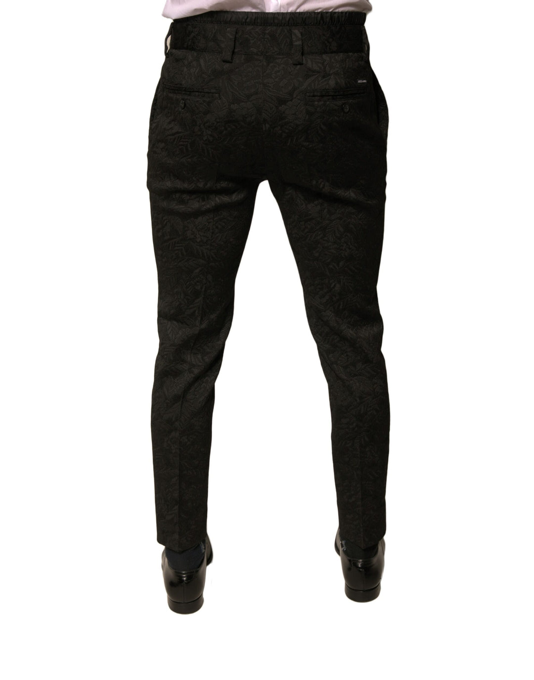 Dolce &amp; Gabbana Sample Sale Dolce &amp; Gabbana Black Brocade Polyester Skinny Men Dress Pants - | Designer outlet