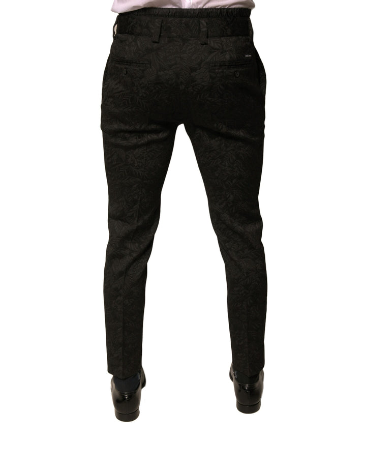 Dolce &amp; Gabbana Sample Sale Dolce &amp; Gabbana Black Brocade Polyester Skinny Men Dress Pants - | Designer outlet