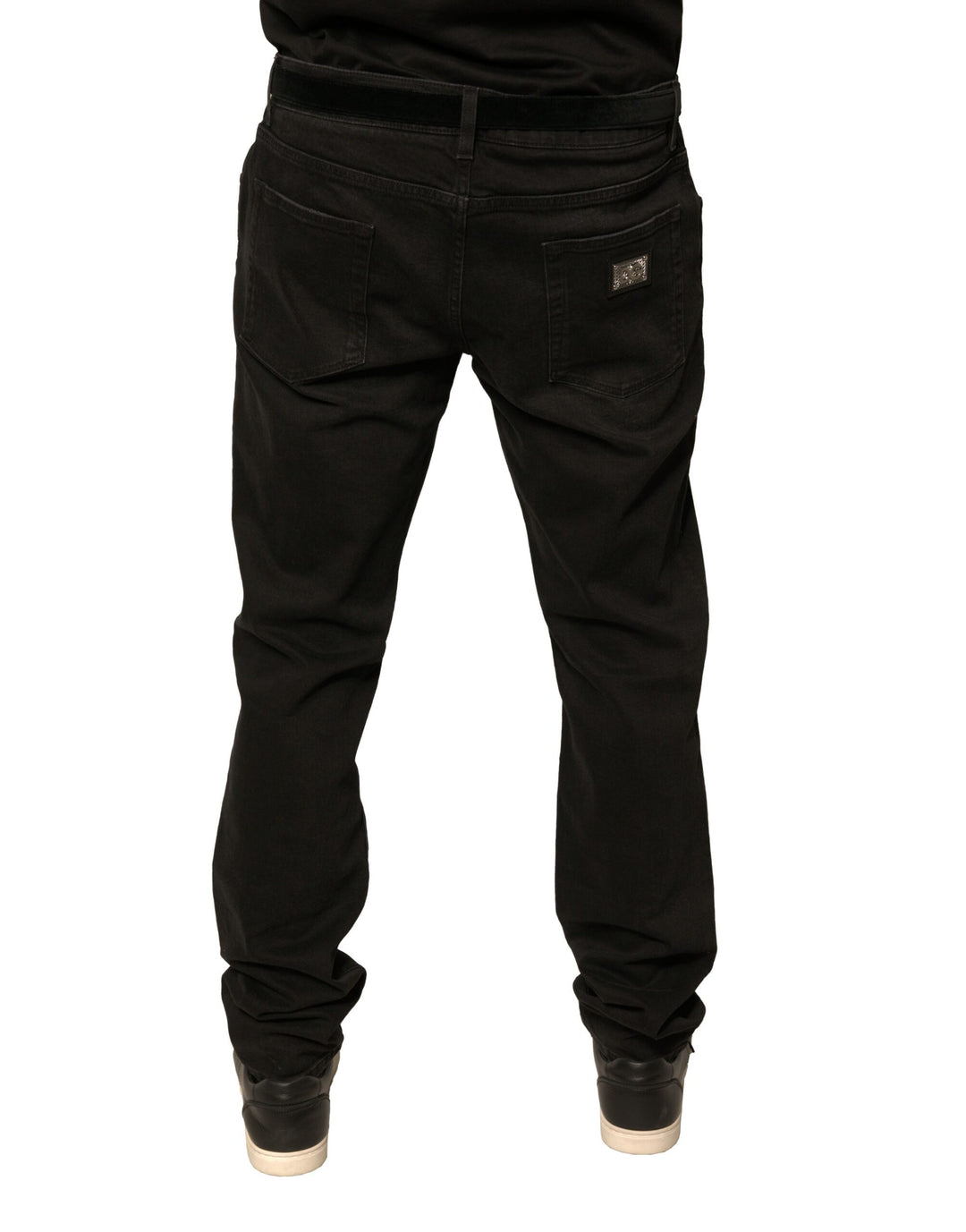 Dolce &amp; Gabbana Sample Sale Dolce &amp; Gabbana Black Ripped Logo Cotton Skinny Denim Jeans - | Designer outlet