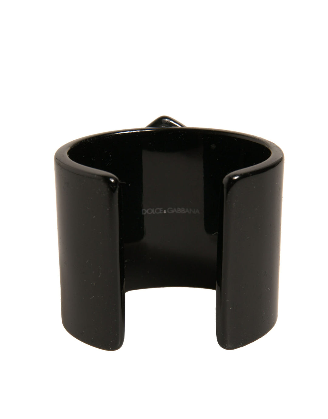 Dolce & Gabbana Black Plastic Heart Crystals Women Bangle Bracelet