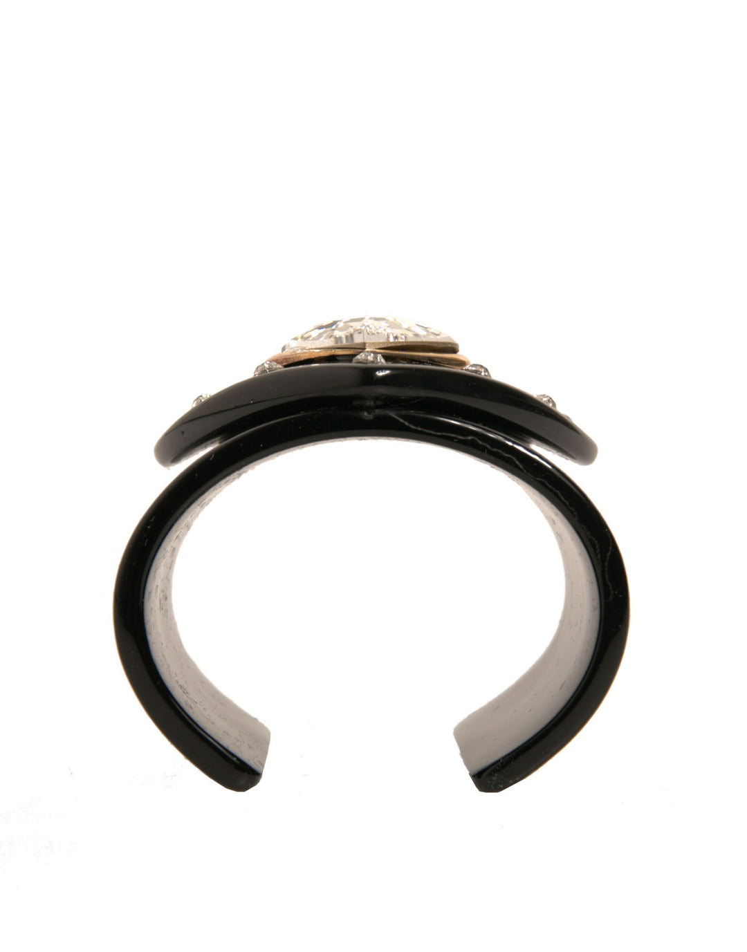 Dolce & Gabbana Black Plastic Heart Crystals Women Bangle Bracelet