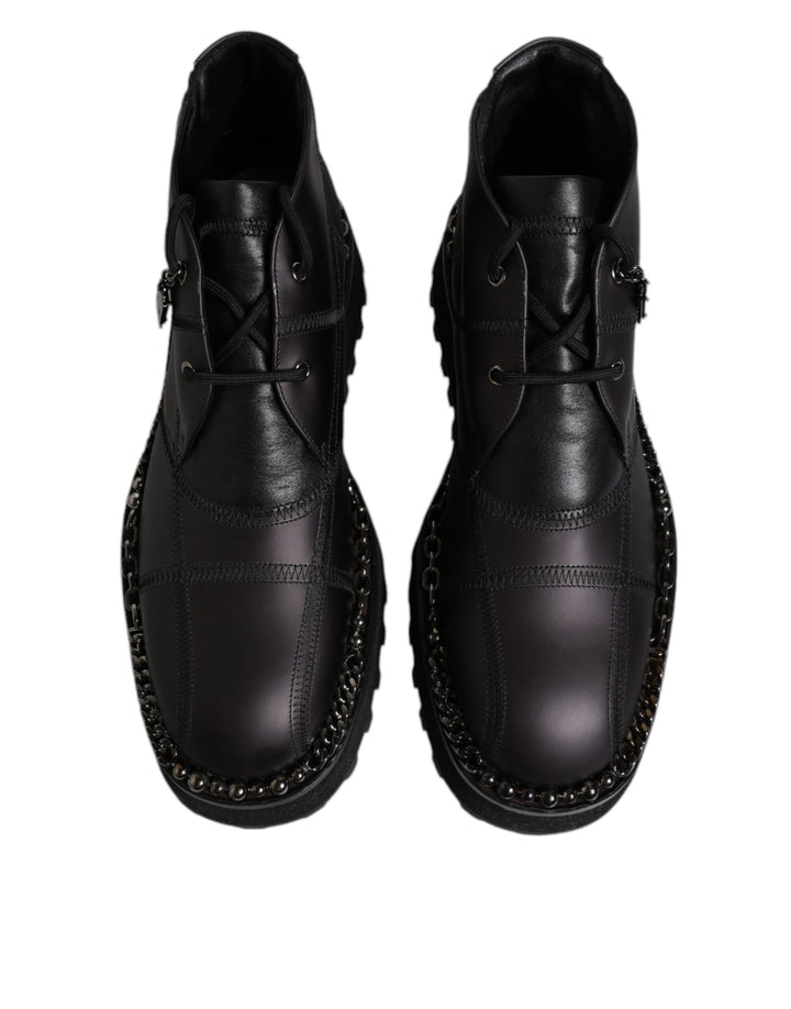 Dolce &amp; Gabbana Sample Sale Dolce &amp; Gabbana Black Leather Lace Up Ankle Boots Shoes - | Designer outlet