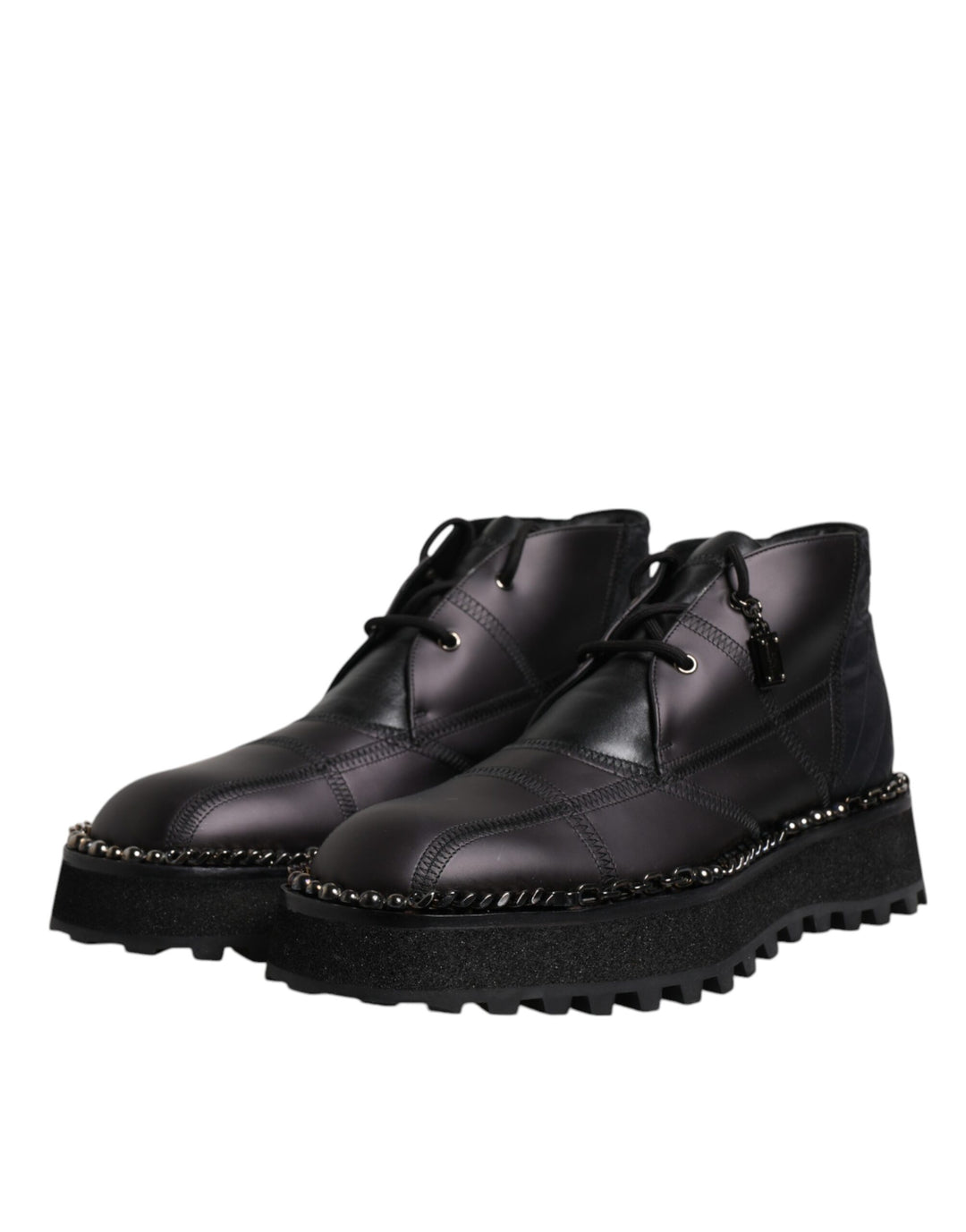 Dolce &amp; Gabbana Sample Sale Dolce &amp; Gabbana Black Leather Lace Up Ankle Boots Shoes - | Designer outlet