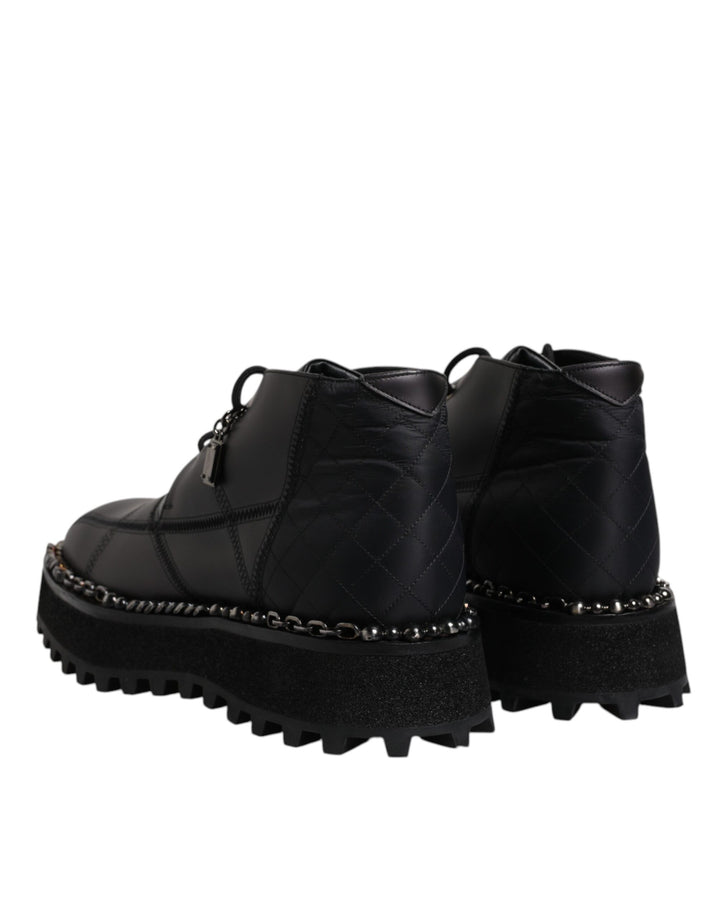 Dolce &amp; Gabbana Sample Sale Dolce &amp; Gabbana Black Leather Lace Up Ankle Boots Shoes - | Designer outlet