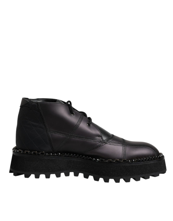 Dolce &amp; Gabbana Sample Sale Dolce &amp; Gabbana Black Leather Lace Up Ankle Boots Shoes - | Designer outlet