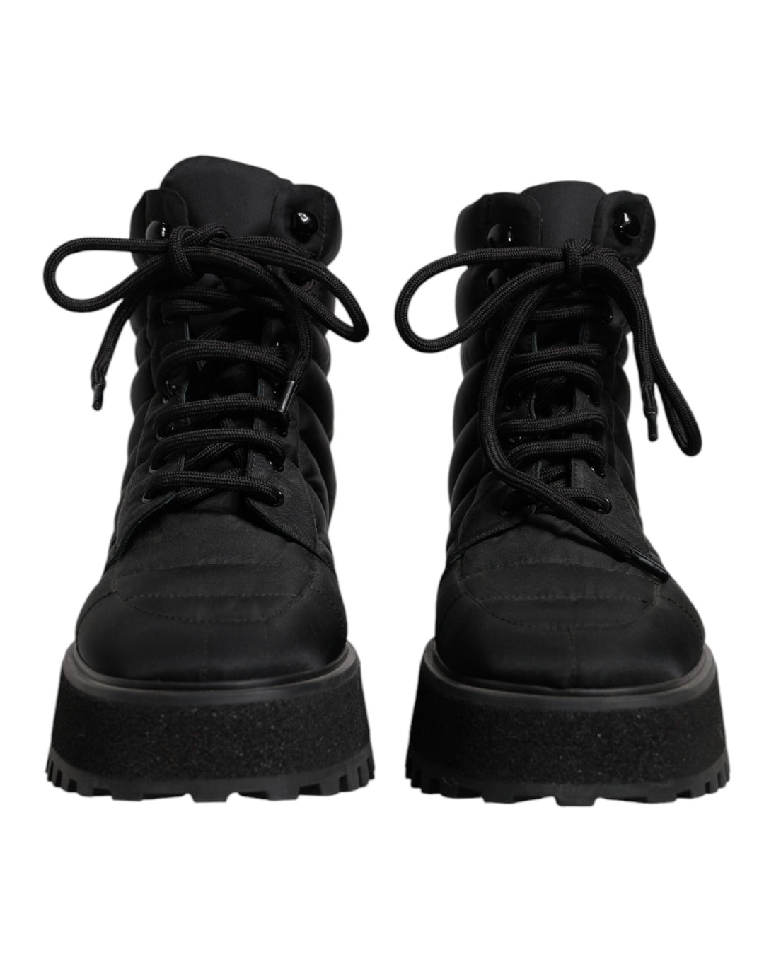 Dolce &amp; Gabbana Sample Sale Dolce &amp; Gabbana Black Padded Mid Calf Lace Up Boots Shoes - | Designer outlet