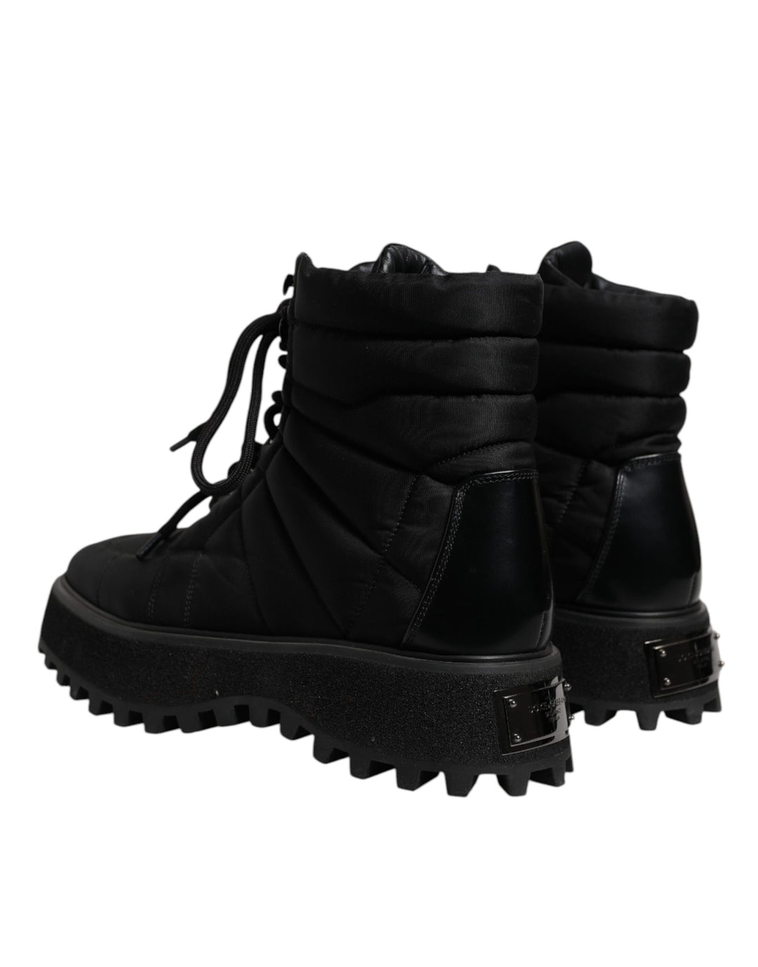 Dolce &amp; Gabbana Sample Sale Dolce &amp; Gabbana Black Padded Mid Calf Lace Up Boots Shoes - | Designer outlet