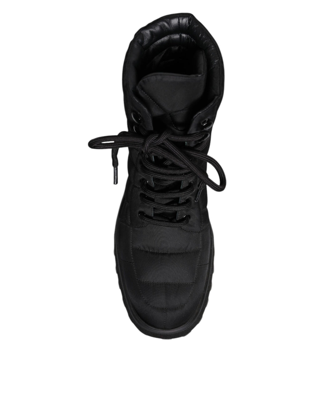 Dolce &amp; Gabbana Sample Sale Dolce &amp; Gabbana Black Padded Mid Calf Lace Up Boots Shoes - | Designer outlet