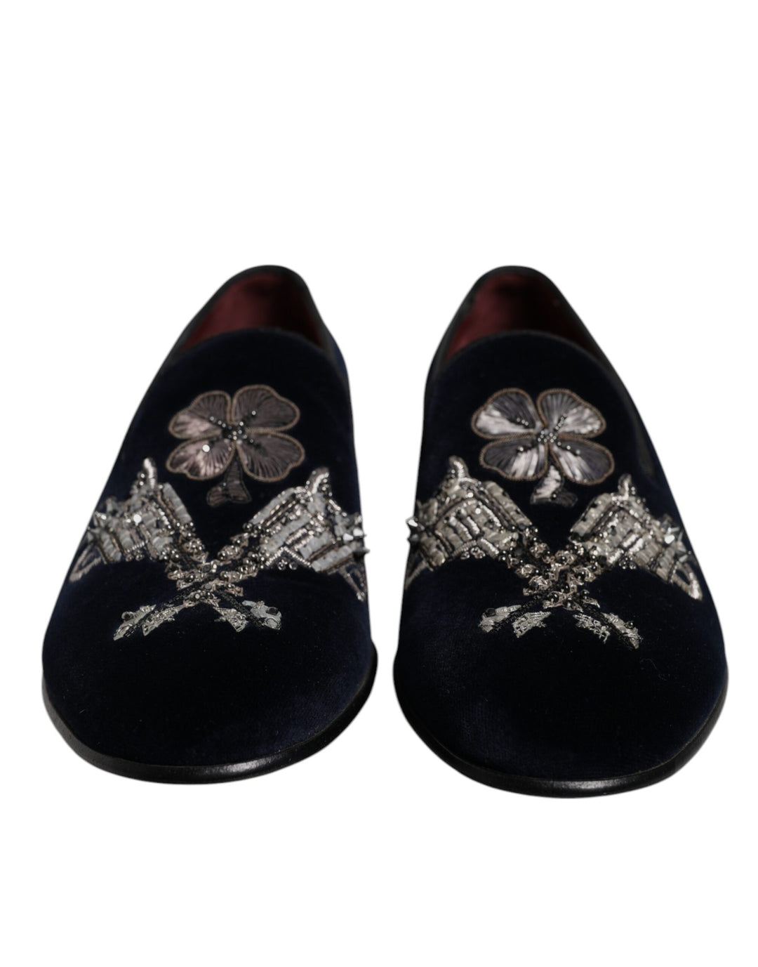 Dolce &amp; Gabbana Sample Sale Dolce &amp; Gabbana Black Velvet Floral Gun Loafers Dress Shoes - | Designer outlet