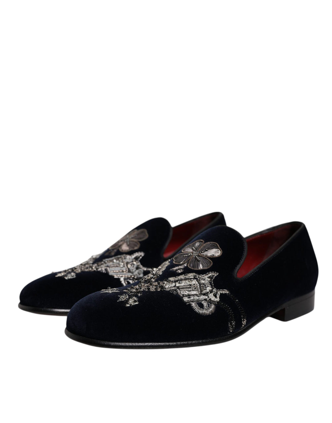 Dolce &amp; Gabbana Sample Sale Dolce &amp; Gabbana Black Velvet Floral Gun Loafers Dress Shoes - | Designer outlet
