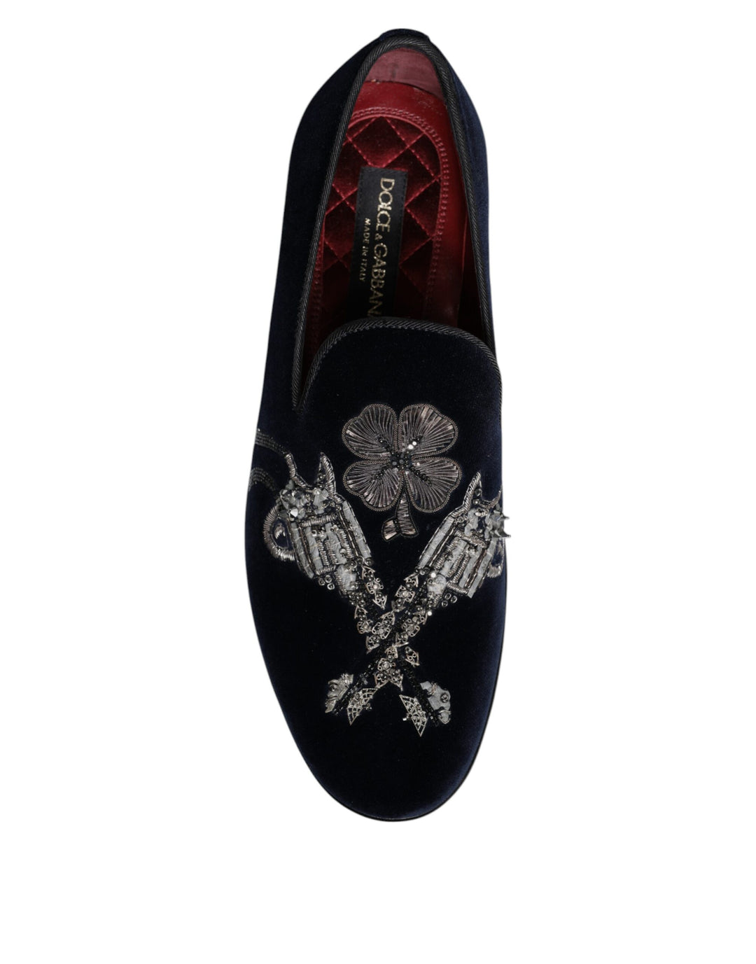 Dolce &amp; Gabbana Sample Sale Dolce &amp; Gabbana Black Velvet Floral Gun Loafers Dress Shoes - | Designer outlet