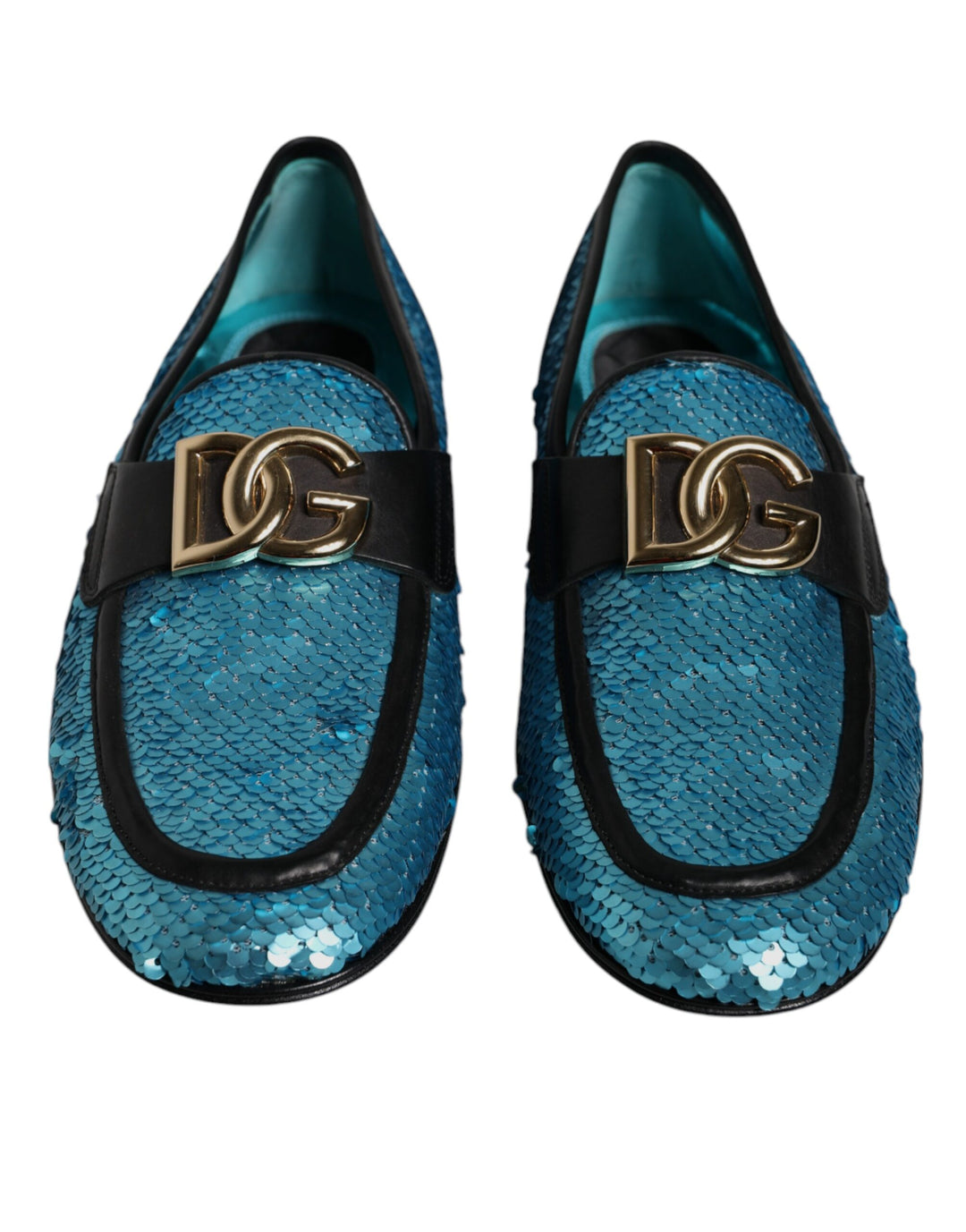 Dolce & Gabbana Blue Sequined Loafers Formal Dress Shoes by Dolce & Gabbana outlet now on sale