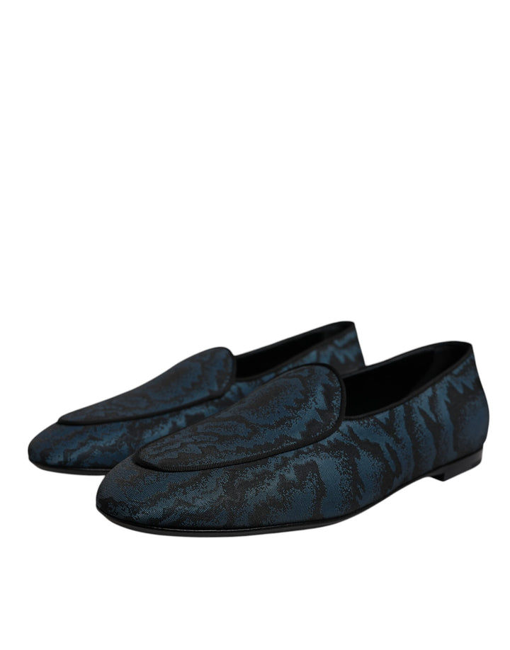 Dolce & Gabbana Blue Black Flats Men Loafers Dress Shoes by Dolce & Gabbana outlet now on sale