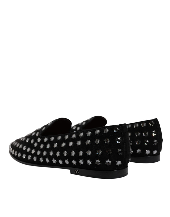 Dolce & Gabbana Black Crystal Embellished Loafers Dress Shoes by Dolce & Gabbana outlet now on sale