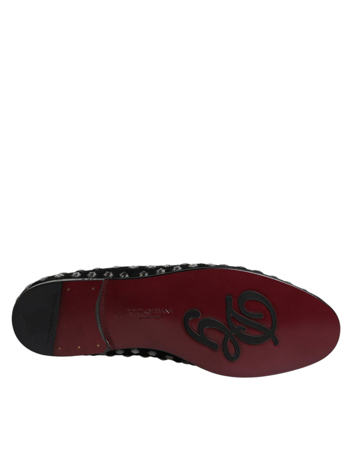 Dolce & Gabbana Black Crystal Embellished Loafers Dress Shoes by Dolce & Gabbana outlet now on sale