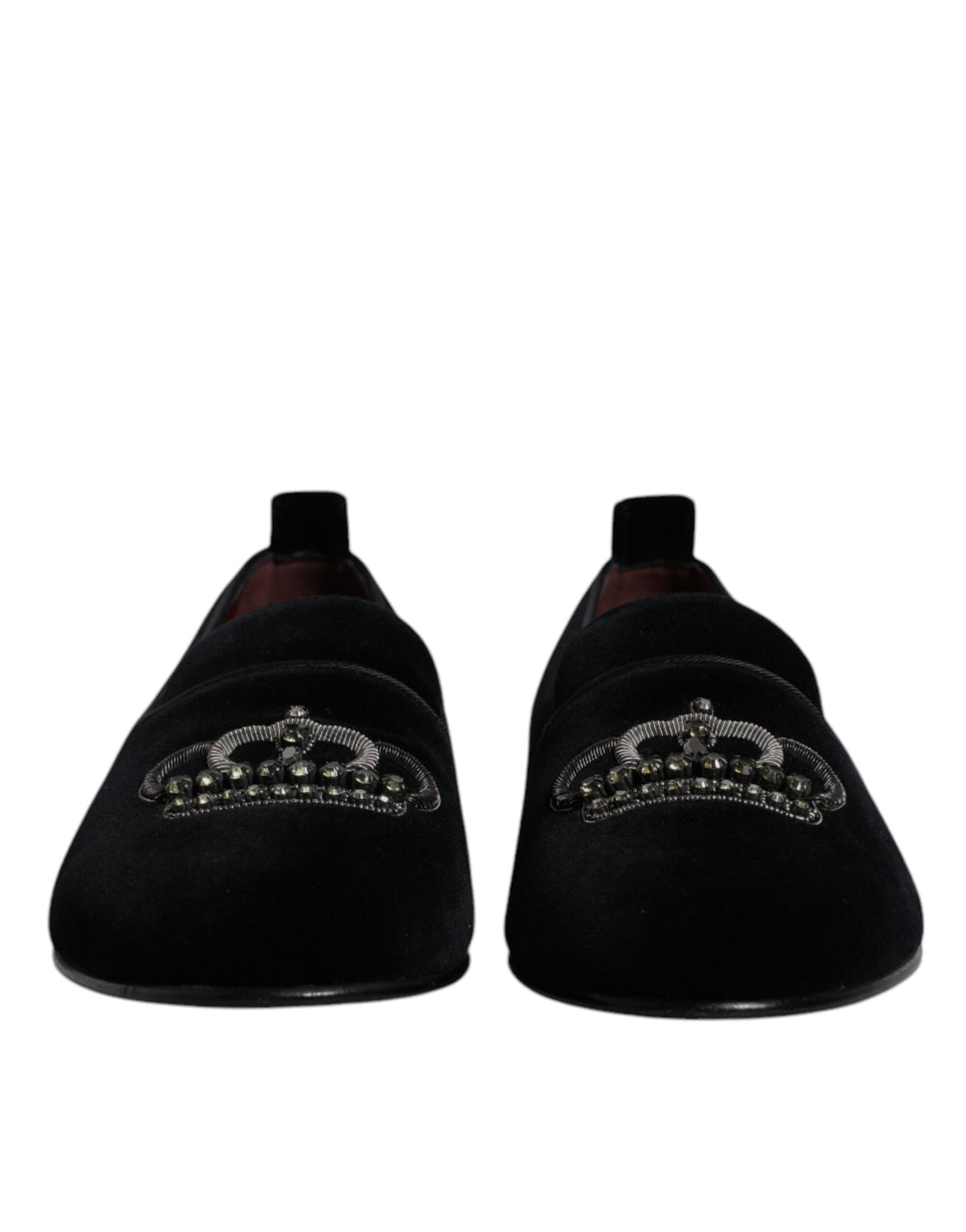 Dolce &amp; Gabbana Sample Sale Dolce &amp; Gabbana Black Velvet Crystal Crown Loafers Formal Dress Shoes - | Designer outlet