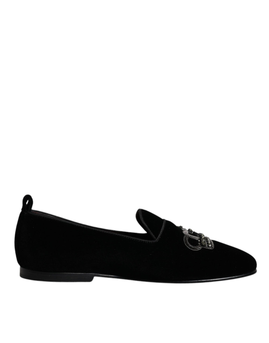 Dolce &amp; Gabbana Sample Sale Dolce &amp; Gabbana Black Velvet Crystal Crown Loafers Formal Dress Shoes - | Designer outlet