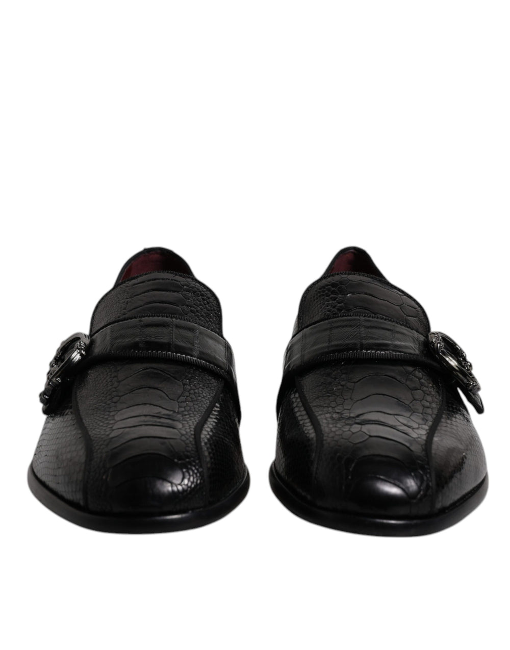 Dolce & Gabbana Black Exotic Leather DG Logo Loafers Formal Dress Shoes by Dolce & Gabbana outlet now on sale