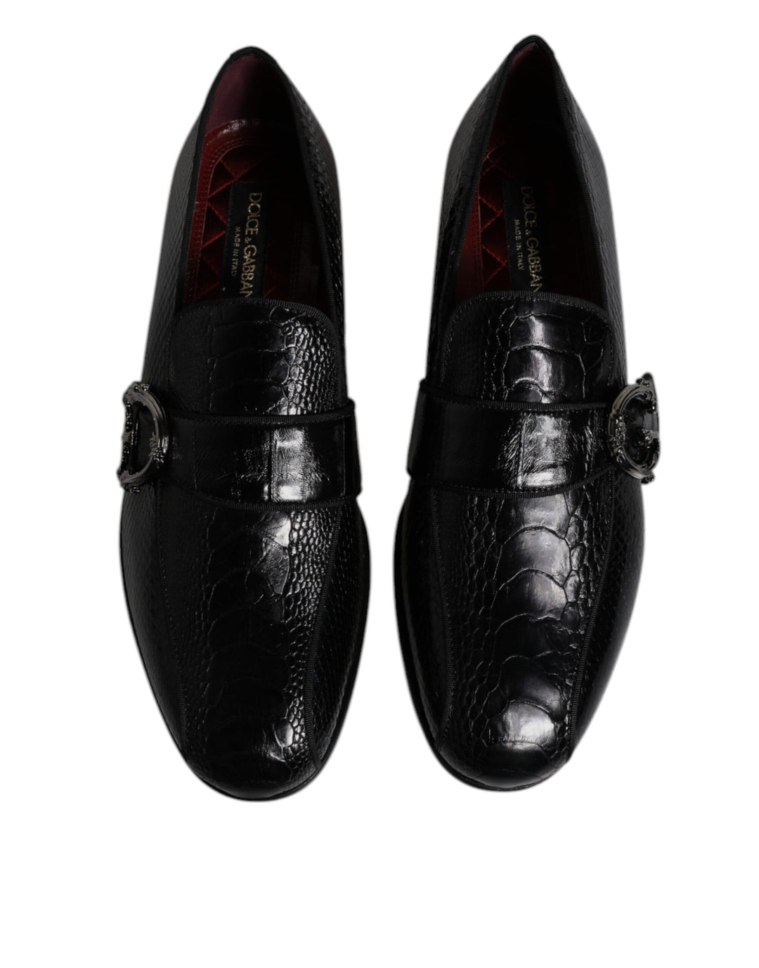 Dolce & Gabbana Black Exotic Leather DG Logo Loafers Formal Dress Shoes by Dolce & Gabbana outlet now on sale