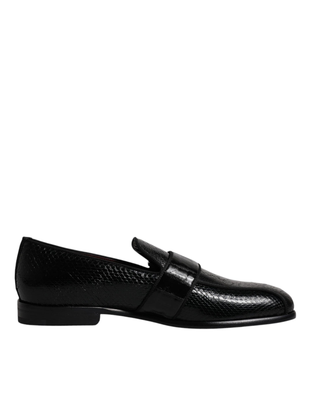 Dolce & Gabbana Black Exotic Leather DG Logo Loafers Formal Dress Shoes by Dolce & Gabbana outlet now on sale