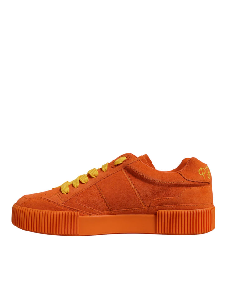 Dolce &amp; Gabbana Orange Miami Leather Low Top Sneakers Shoes by Dolce &amp; Gabbana outlet now on sale
