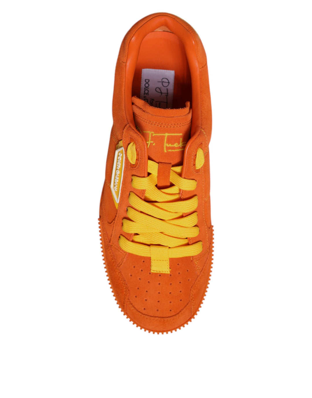 Dolce Gabbana Orange Miami Leather Low Top Sneakers Shoes