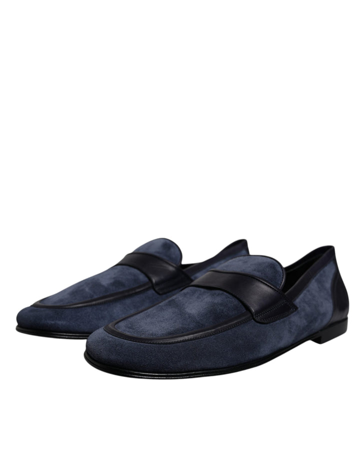 Dolce &amp; Gabbana Blue Suede Leather Shoes Loafer Moccasin Shoes by Dolce &amp; Gabbana outlet now on sale