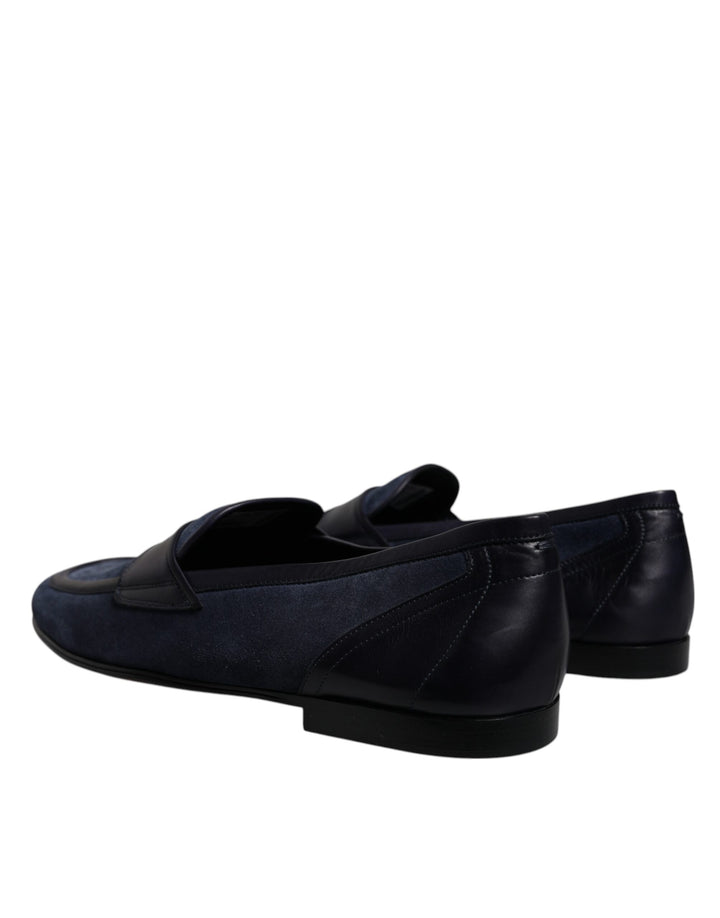 Dolce &amp; Gabbana Blue Suede Leather Shoes Loafer Moccasin Shoes by Dolce &amp; Gabbana outlet now on sale