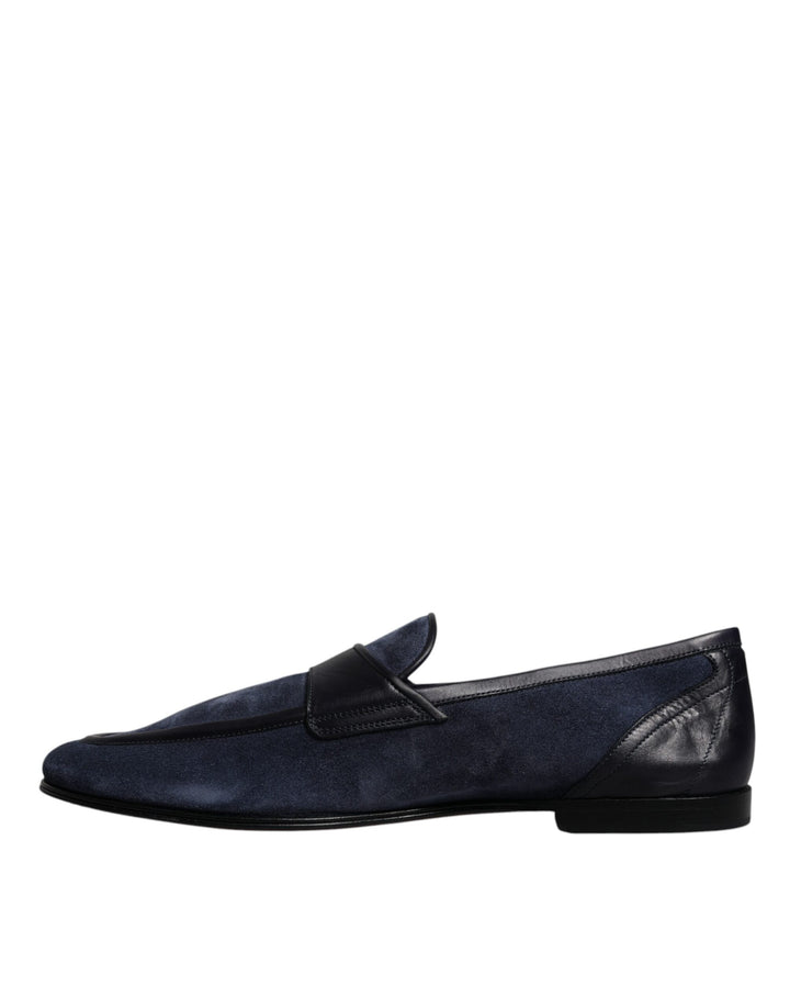 Dolce &amp; Gabbana Blue Suede Leather Shoes Loafer Moccasin Shoes by Dolce &amp; Gabbana outlet now on sale