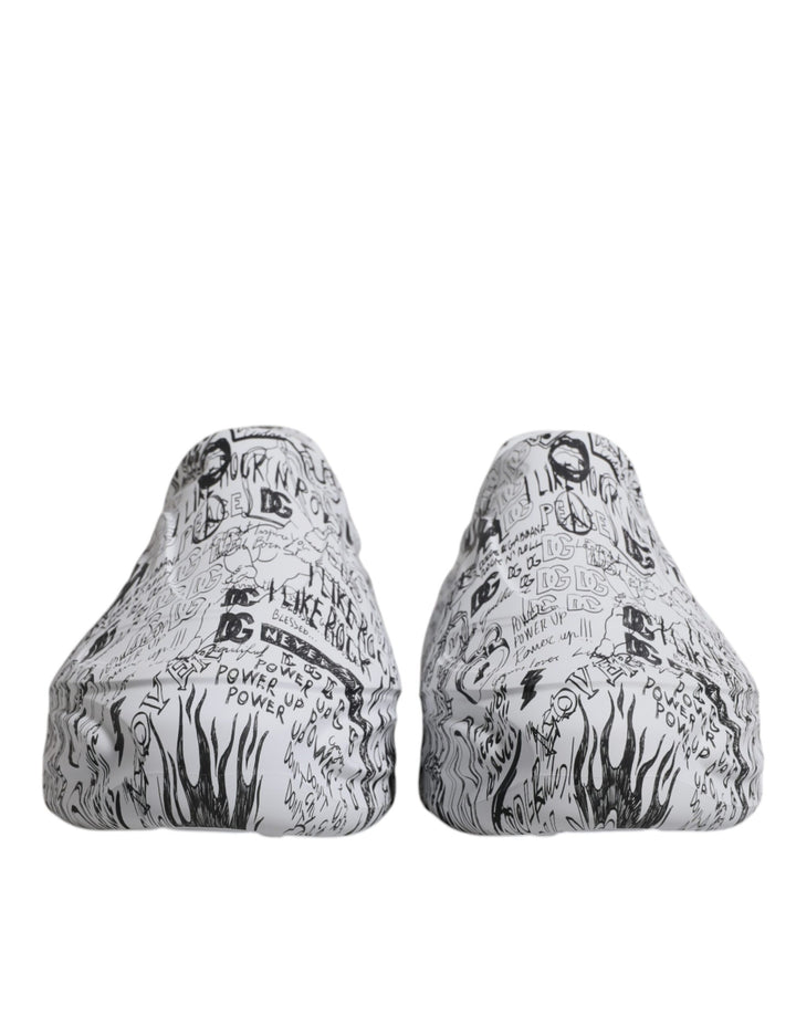 Dolce &amp; Gabbana Sample Sale Dolce &amp; Gabbana White Black Graffiti Daymaster Sneakers Shoes - | Designer outlet