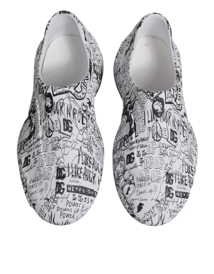 Dolce &amp; Gabbana Sample Sale Dolce &amp; Gabbana White Black Graffiti Daymaster Sneakers Shoes - | Designer outlet