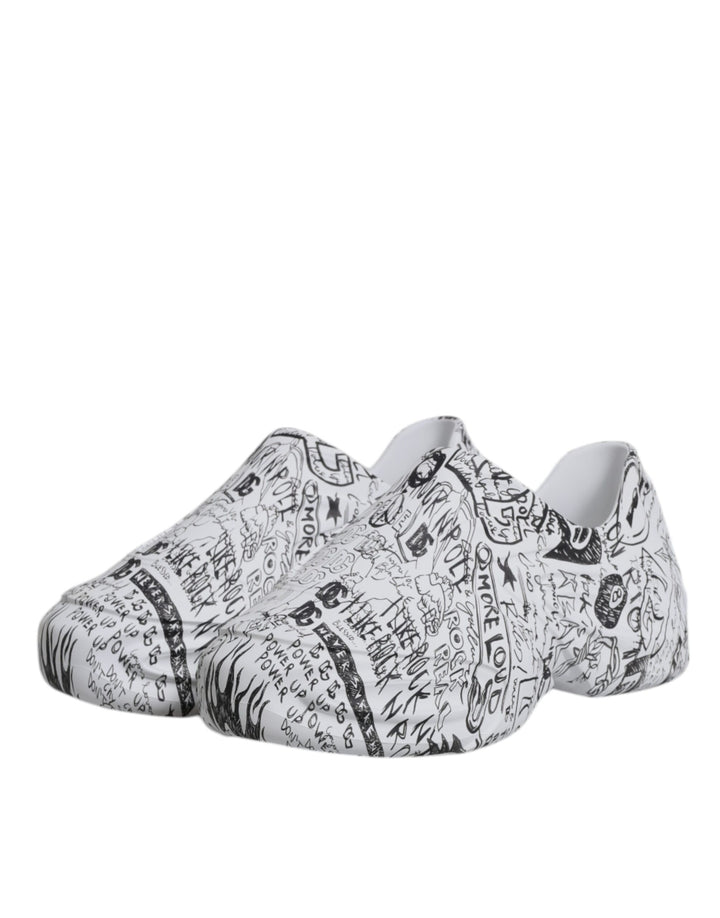 Dolce &amp; Gabbana Sample Sale Dolce &amp; Gabbana White Black Graffiti Daymaster Sneakers Shoes - | Designer outlet