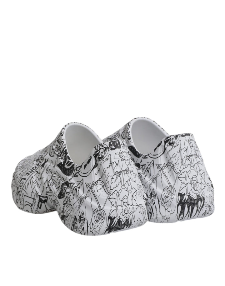Dolce &amp; Gabbana Sample Sale Dolce &amp; Gabbana White Black Graffiti Daymaster Sneakers Shoes - | Designer outlet