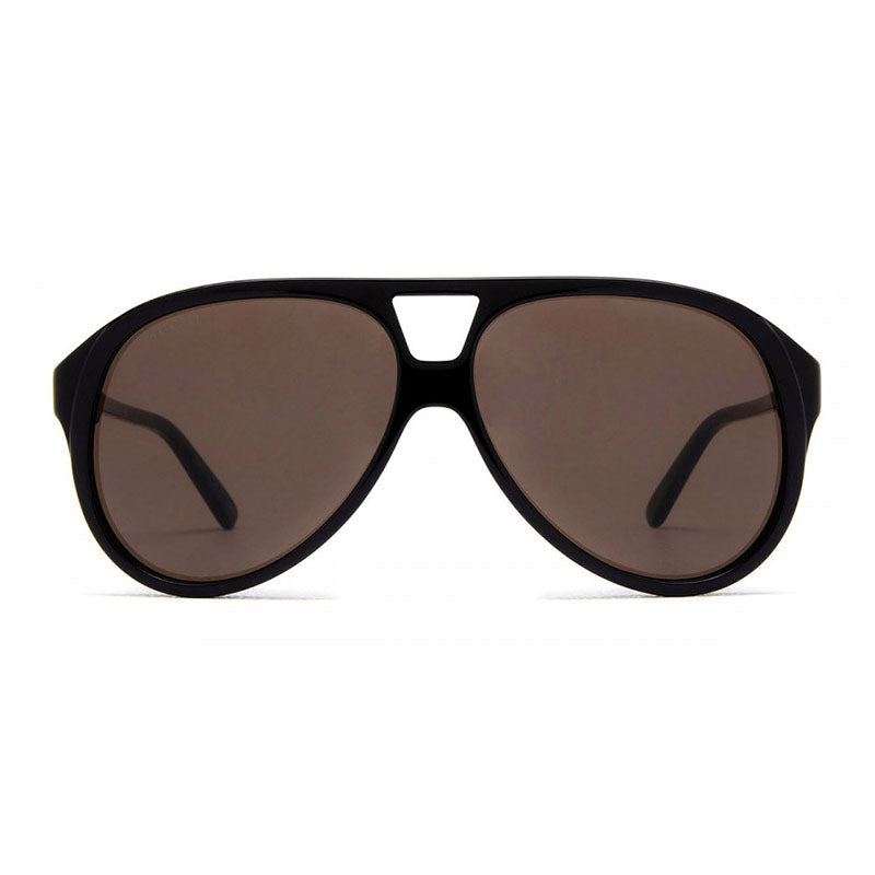 Gucci Aviator Full Rim, with a Black frame and Brown lens.