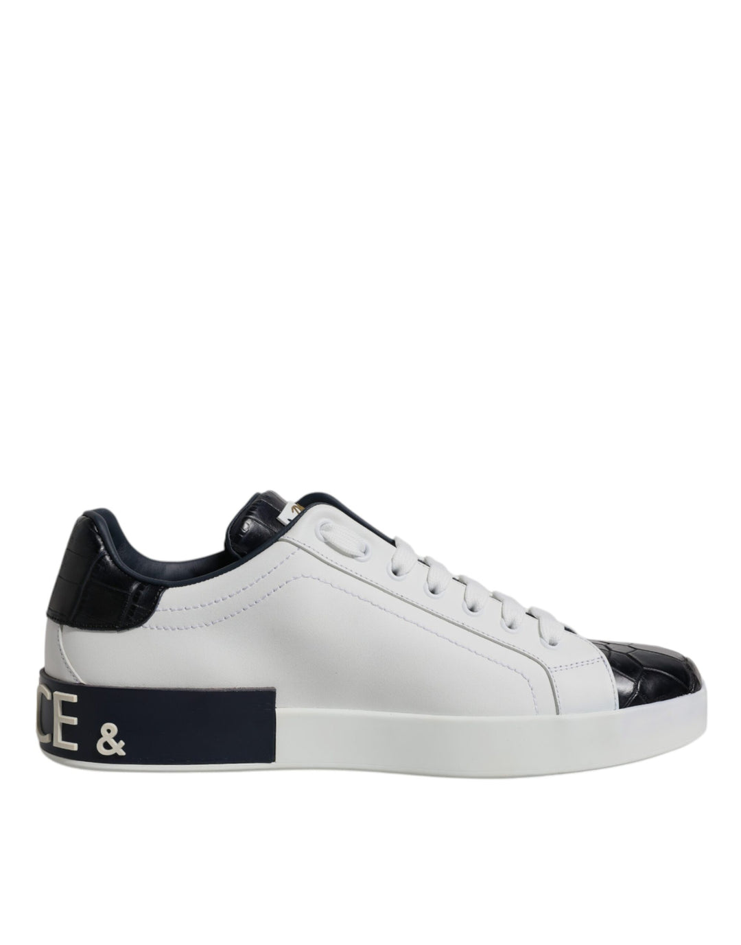 Dolce &amp; Gabbana White Black Leather Portofino Sneakers Shoes by Dolce &amp; Gabbana outlet now on sale