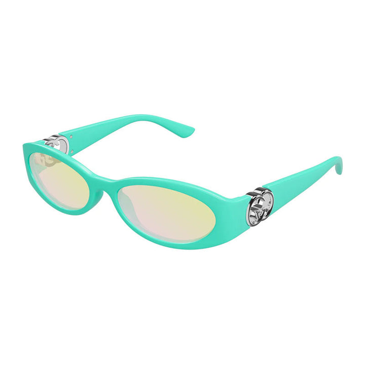 Gucci Sunglasses Oval Full Rim, Shiny Blue Frame and Pink Lens GG1660S007