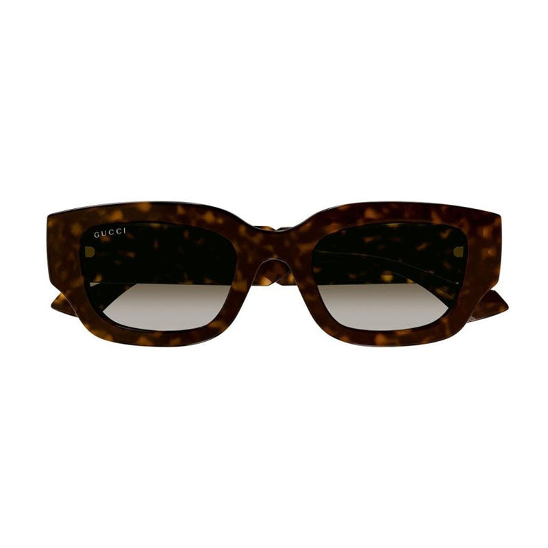 Gucci Sunglasses Square Full Rim, Dark Havana/Gold Frame and Brown Lens GG1558SK002