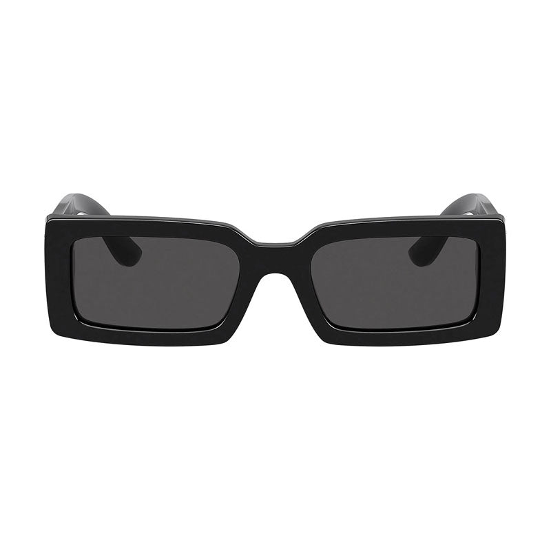 Dolce & Gabbana Sunglasses Rectangle Full Rim, Shiny Black Frame and Dark Grey Lens DG4447B335587