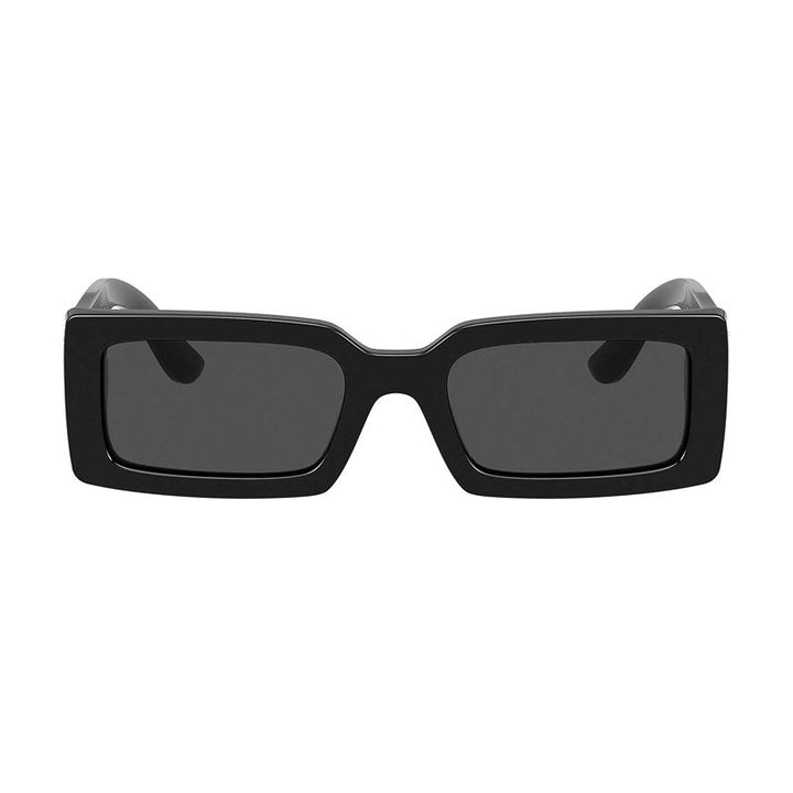 Dolce & Gabbana Sunglasses Rectangle Full Rim, Shiny Black Frame and Dark Grey Lens DG4447B335587
