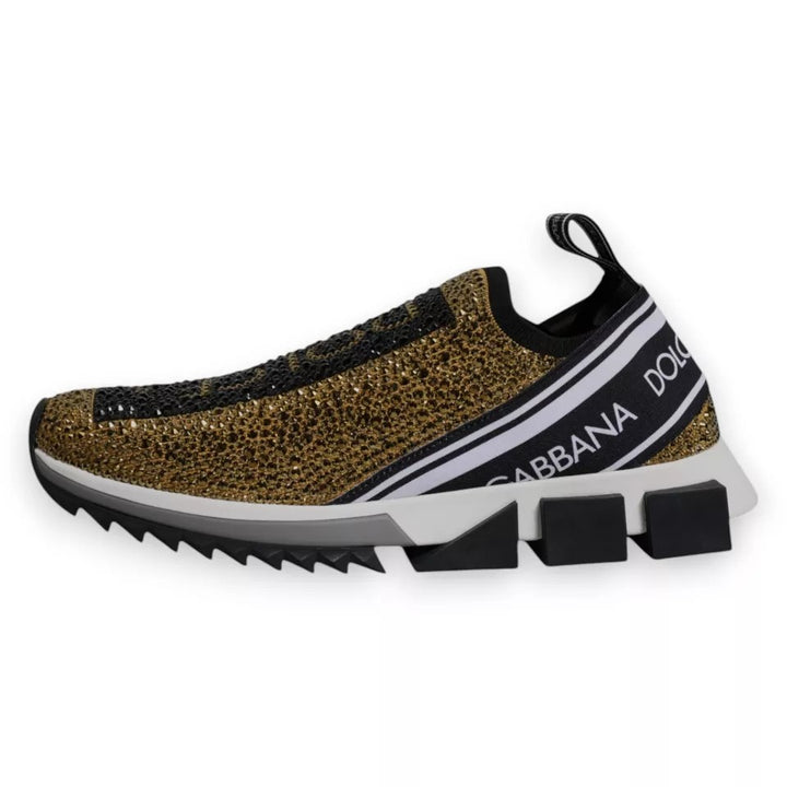 Dolce &amp; Gabbana Sample Sale Dolce &amp; Gabbana Gold Rhinestones Sorrento Sneakers Shoes - | Designer outlet