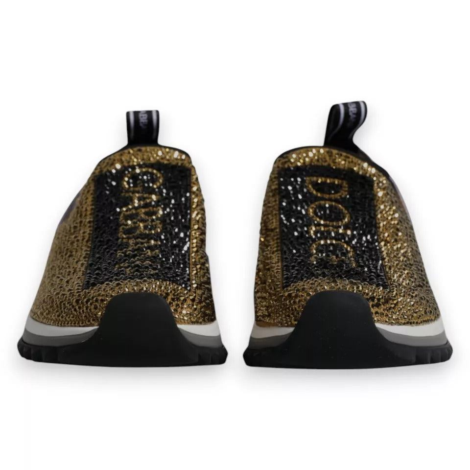 Dolce &amp; Gabbana Sample Sale Dolce &amp; Gabbana Gold Rhinestones Sorrento Sneakers Shoes - | Designer outlet