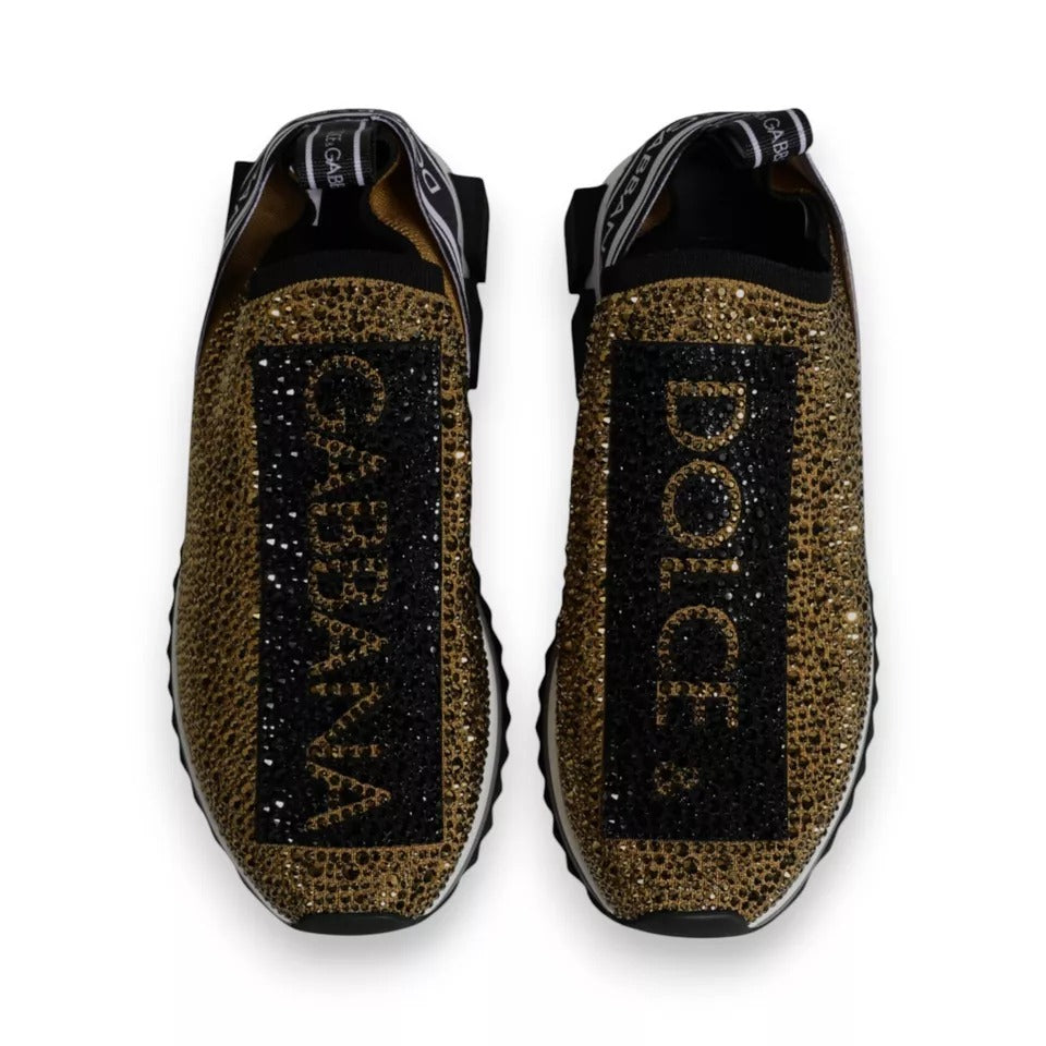Dolce &amp; Gabbana Sample Sale Dolce &amp; Gabbana Gold Rhinestones Sorrento Sneakers Shoes - | Designer outlet