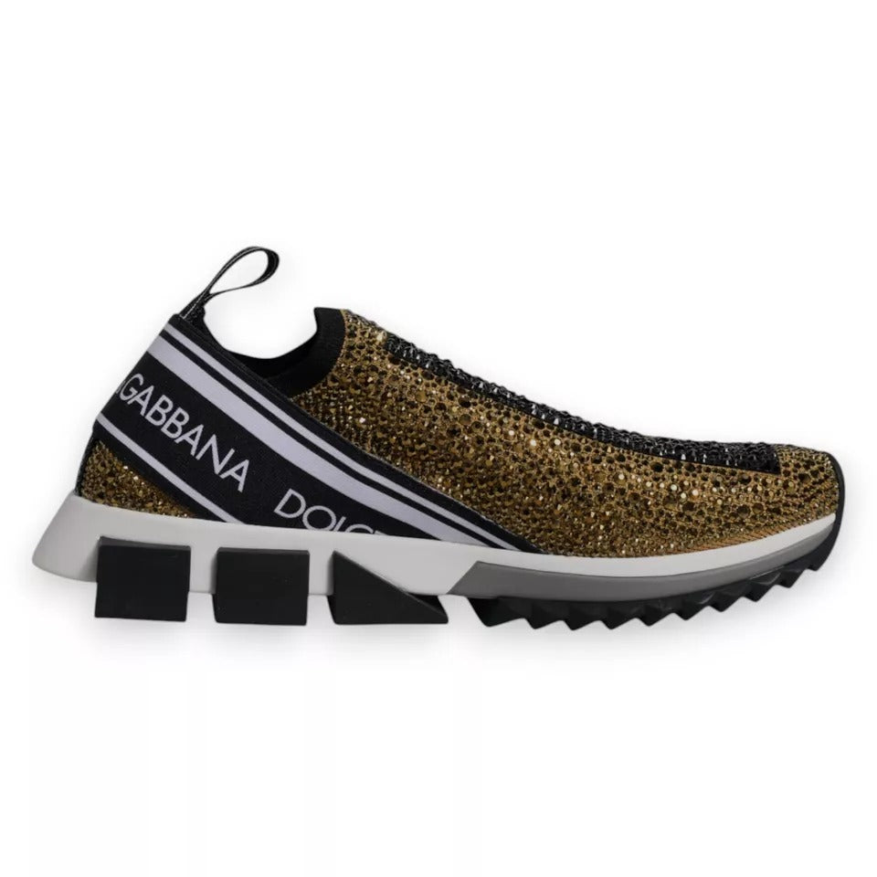 Dolce &amp; Gabbana Sample Sale Dolce &amp; Gabbana Gold Rhinestones Sorrento Sneakers Shoes - | Designer outlet