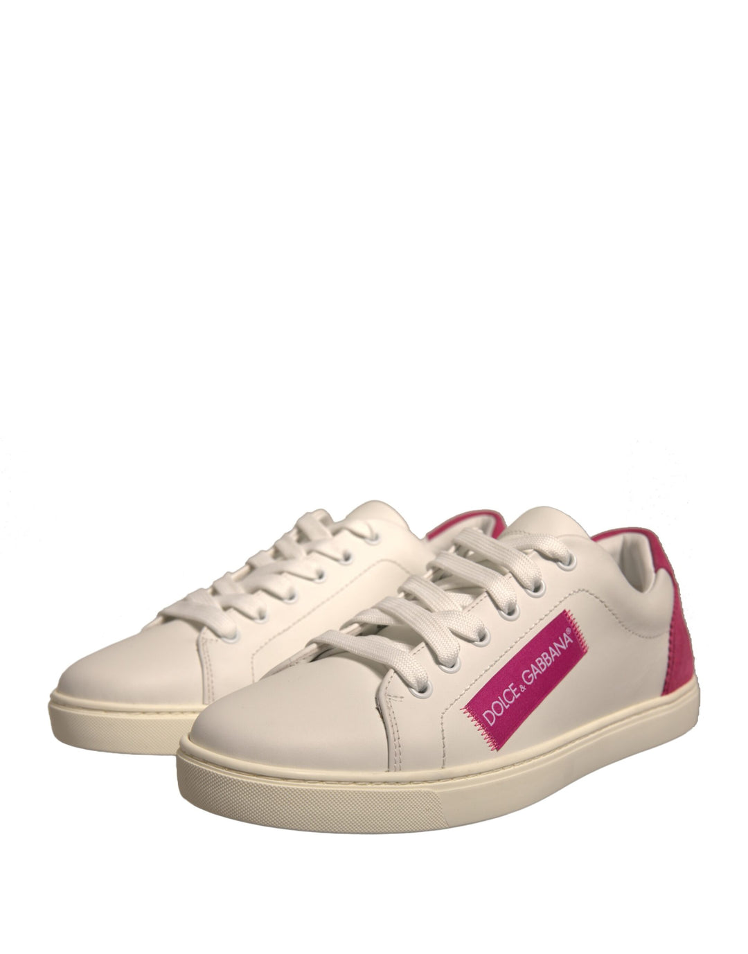 Dolce & Gabbana White Suede Leather Low Top Sneakers Shoes