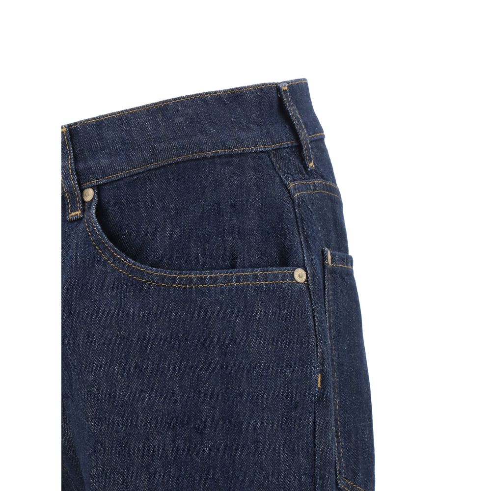 7FOR Blue Cotton Straight-Leg Jeans by 7FOR outlet now on sale