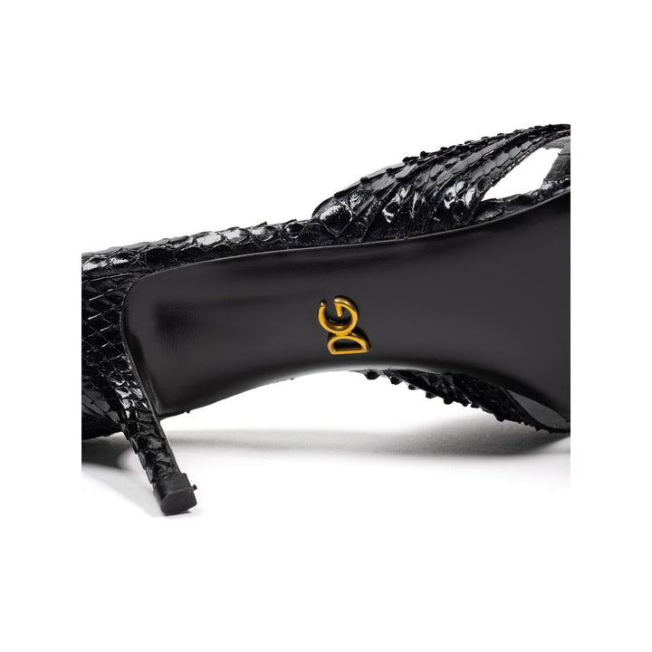 Dolce & Gabbana Black Snake Skin  Platform Sandals