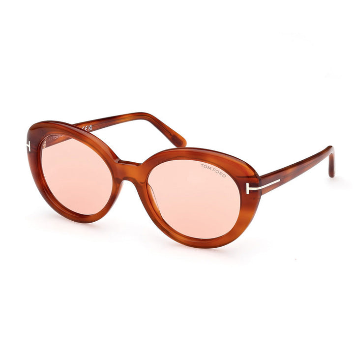 Tom Ford Cat Eye Full Rim, with a Blonde Havana frame and Photochromic Pink lens.